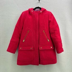 J. Crew Womens Fuschia Chateau Parka Italian Stadium Cloth Wool City Coat Size 4